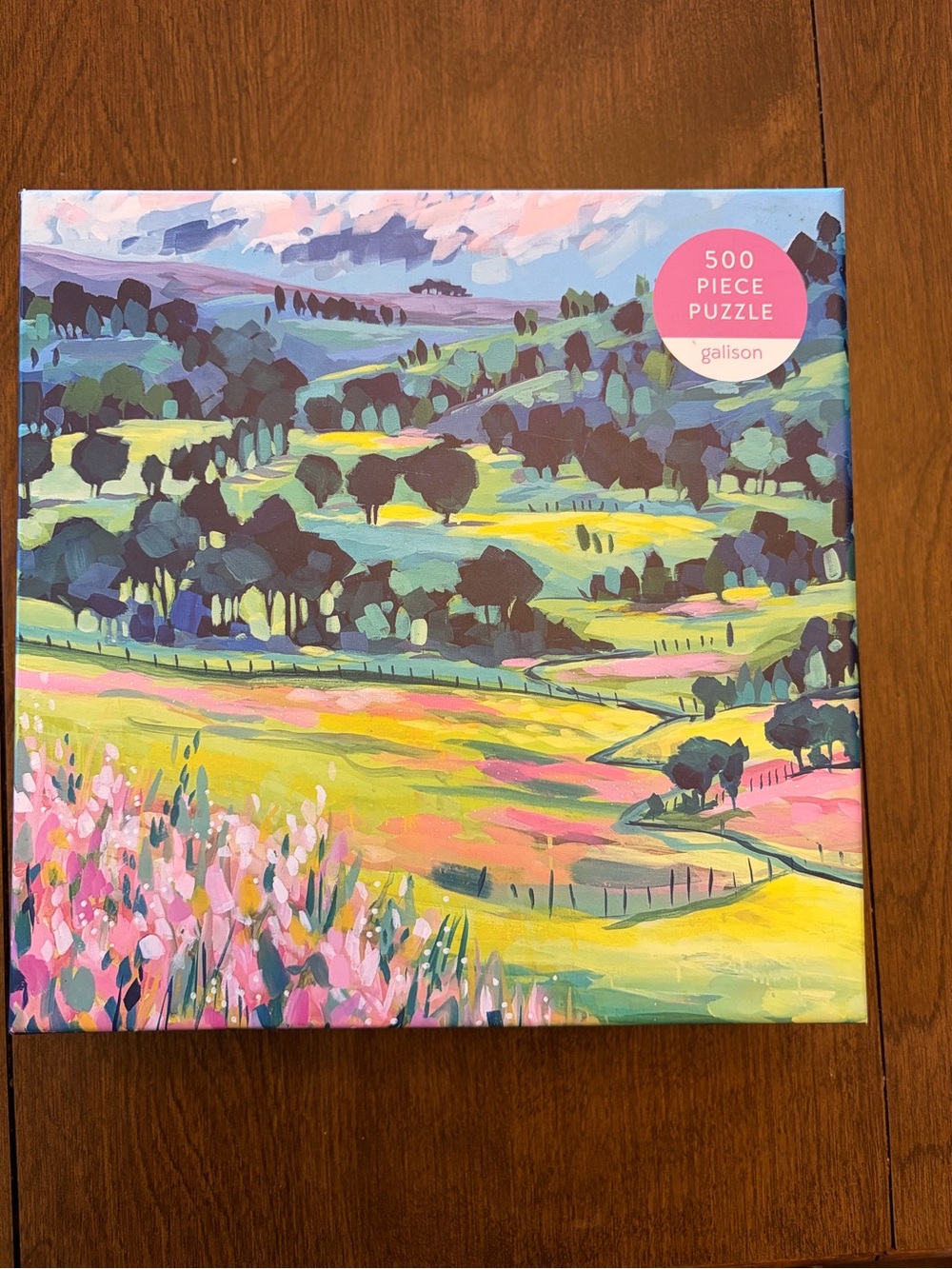 Galison Pastel Landscape 500-Piece Puzzle — Pink & Green